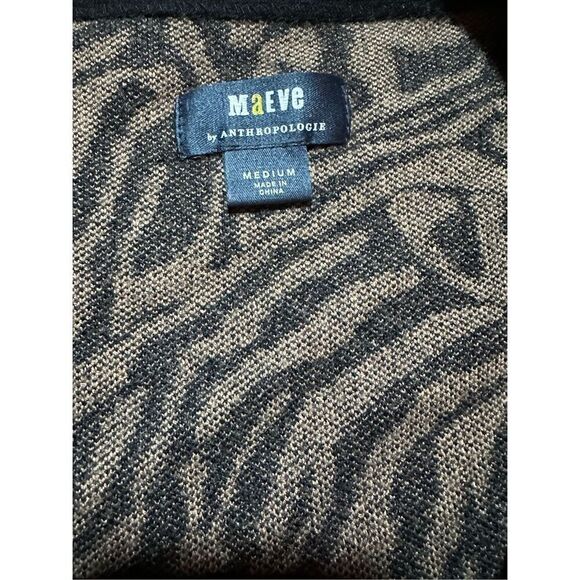 Anthropologie Maeve Boat Neck Sweater Tiger Stripe in Camel Tan & Black Sz M - Picture 6 of 10